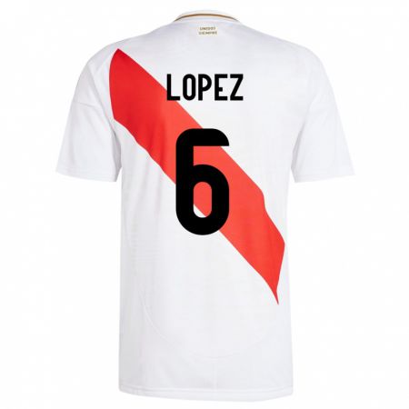 Kandiny Muži Peru Marcos López #6 Biely Dresy Hazai Csapatmez 24-26 Triĭká