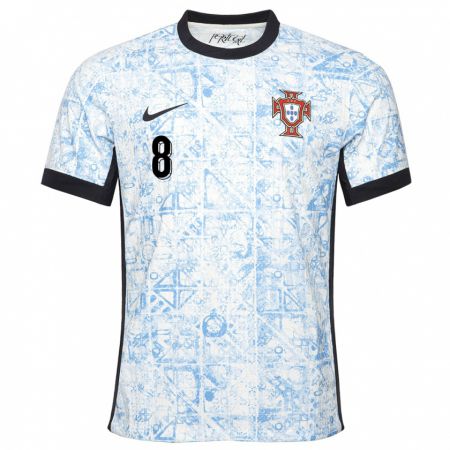 Kandiny Muži Portugalsko Joao Moutinho #8 Krémovo Modrá Dresy Idegenbeli Csapatmez 24-26 Triĭká
