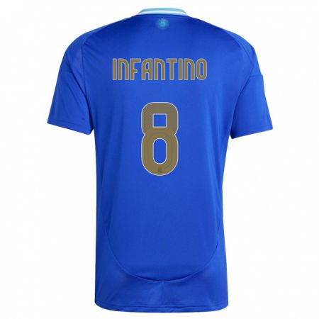 Kandiny Muži Argentína Gino Infantino #8 Modrá Dresy Idegenbeli Csapatmez 24-26 Triĭká
