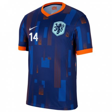 Kandiny Muži Holandsko Davy Klaassen #14 Modrá Dresy Idegenbeli Csapatmez 24-26 Triĭká