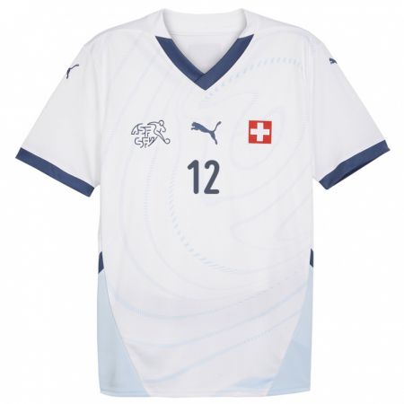 Kandiny Muži Švajčiarsko Yvon Mvogo #12 Biely Dresy Idegenbeli Csapatmez 24-26 Triĭká