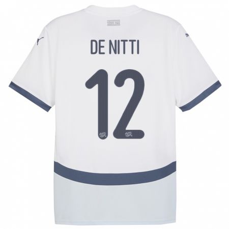 Kandiny Muži Švajčiarsko Gianni De Nitti #12 Biely Dresy Idegenbeli Csapatmez 24-26 Triĭká