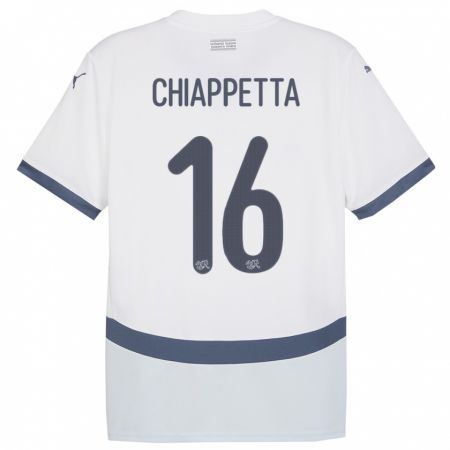 Kandiny Muži Švajčiarsko Carmine Chiappetta #16 Biely Dresy Idegenbeli Csapatmez 24-26 Triĭká