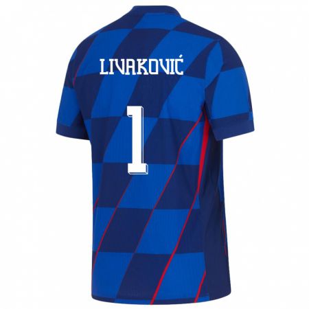Kandiny Muži Chorvátsko Dominik Livakovic #1 Modrá Dresy Idegenbeli Csapatmez 24-26 Triĭká