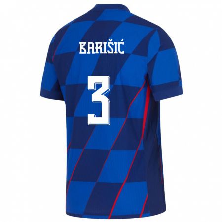 Kandiny Muži Chorvátsko Borna Barisic #3 Modrá Dresy Idegenbeli Csapatmez 24-26 Triĭká