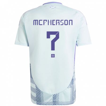 Kandiny Muži Škótsko Ben Mcpherson #0 Svetlo Mätovo Modrá Dresy Idegenbeli Csapatmez 24-26 Triĭká