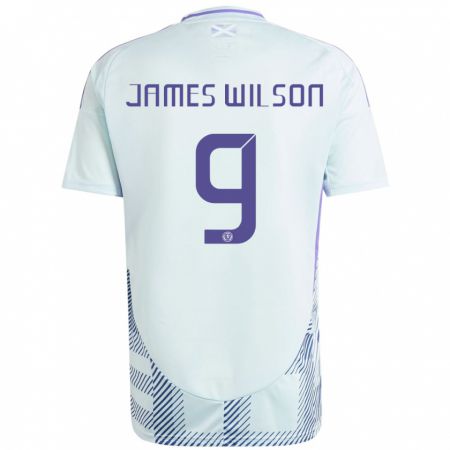 Kandiny Muži Škótsko James Wilson #9 Svetlo Mätovo Modrá Dresy Idegenbeli Csapatmez 24-26 Triĭká