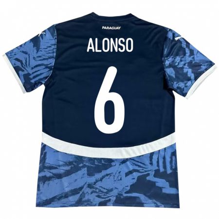 Kandiny Muži Paraguaj Júnior Alonso #6 Modrá Dresy Idegenbeli Csapatmez 24-26 Triĭká