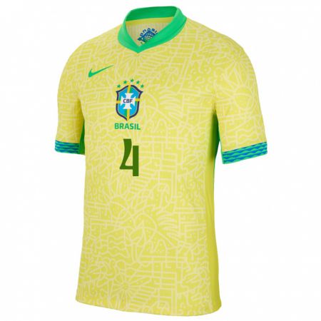 Kandiny Ženy Brazília Robert Renan #4 Žltá Dresy Hazai Csapatmez 24-26 Triĭká