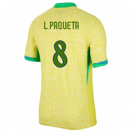 Kandiny Ženy Brazília Lucas Paqueta #8 Žltá Dresy Hazai Csapatmez 24-26 Triĭká