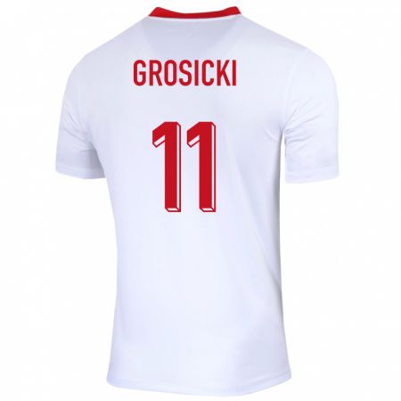 Kandiny Ženy Poľsko Kamil Grosicki #11 Biely Dresy Hazai Csapatmez 24-26 Triĭká