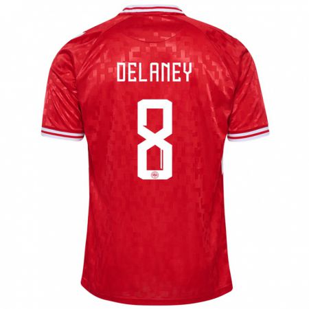 Kandiny Ženy Dánsko Thomas Delaney #8 Červená Dresy Hazai Csapatmez 24-26 Triĭká