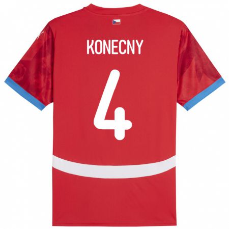 Kandiny Ženy Česko Mikulas Konecny #4 Červená Dresy Hazai Csapatmez 24-26 Triĭká