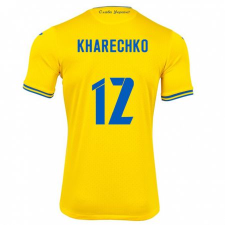 Kandiny Ženy Ukrajina Oleksandr Kharechko #12 Žltá Dresy Hazai Csapatmez 24-26 Triĭká