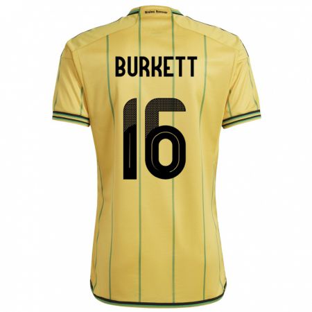 Kandiny Ženy Jamajka Brian Burkett #16 Žltá Dresy Hazai Csapatmez 24-26 Triĭká