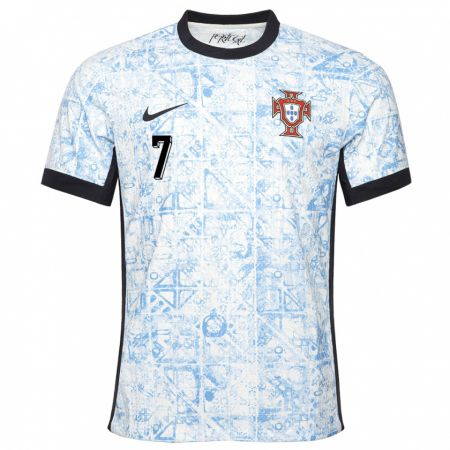 Kandiny Ženy Portugalsko Fabio Carvalho #7 Krémovo Modrá Dresy Idegenbeli Csapatmez 24-26 Triĭká