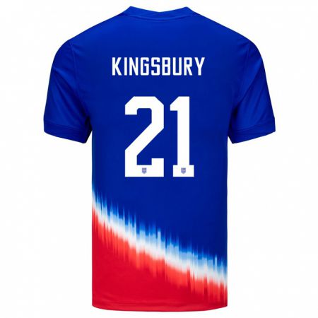 Kandiny Ženy Americké Aubrey Kingsbury #21 Modrá Dresy Idegenbeli Csapatmez 24-26 Triĭká