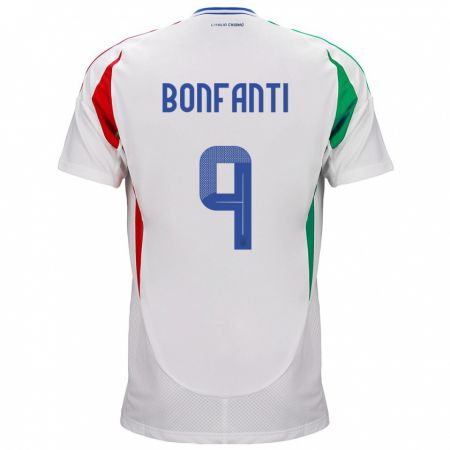 Kandiny Ženy Taliansko Nicholas Bonfanti #9 Biely Dresy Idegenbeli Csapatmez 24-26 Triĭká