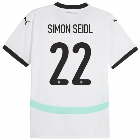 Kandiny Ženy Rakúsko Simon Seidl #22 Biely Dresy Idegenbeli Csapatmez 24-26 Triĭká