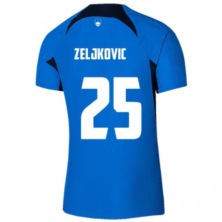 Kandiny Ženy Slovinsko Adrian Zeljkovic #25 Modrá Dresy Idegenbeli Csapatmez 24-26 Triĭká
