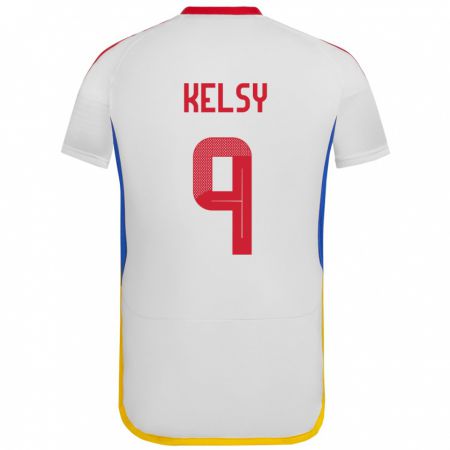 Kandiny Ženy Venezuela Kevin Kelsy #9 Biely Dresy Idegenbeli Csapatmez 24-26 Triĭká