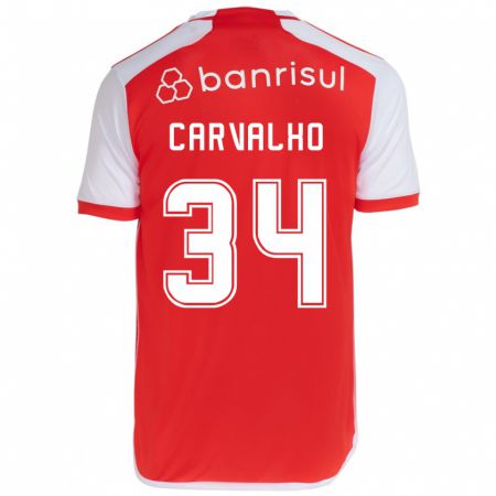 Kandiny Deti Gabriel Carvalho #34 Červená Biela Dresy Hazai Csapatmez 2024/25 Triĭká