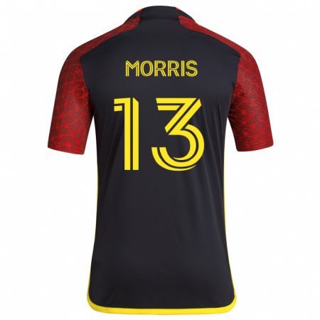 Kandiny Deti Jordan Morris #13 Červená Čierna Dresy Idegenbeli Csapatmez 2024/25 Triĭká