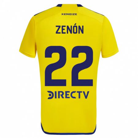 Kandiny Deti Kevin Zenón #22 Žltá Modrá Dresy Idegenbeli Csapatmez 2024/25 Triĭká