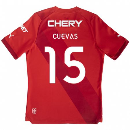 Kandiny Muži Cristian Cuevas #15 Červená Biela Dresy Idegenbeli Csapatmez 2024/25 Triĭká