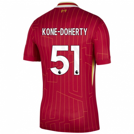 Kandiny Deti Trent Kone-Doherty #51 Červená Žltá Biela Dresy Hazai Csapatmez 2024/25 Triĭká