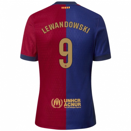 Kandiny Deti Robert Lewandowski #9 Modrá Červená Dresy Hazai Csapatmez 2024/25 Triĭká