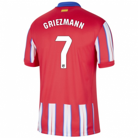 Kandiny Deti Antoine Griezmann #7 Červená Biela Modrá Dresy Hazai Csapatmez 2024/25 Triĭká