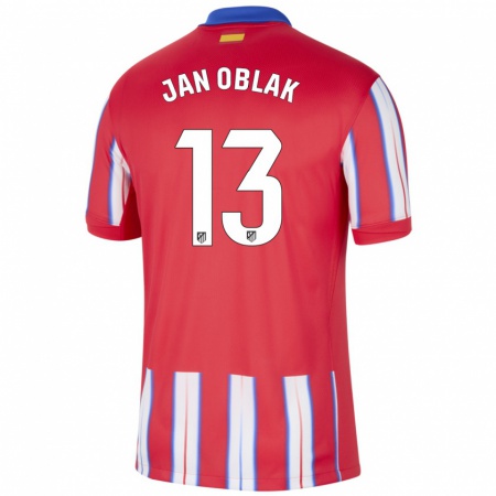 Kandiny Deti Jan Oblak #13 Červená Biela Modrá Dresy Hazai Csapatmez 2024/25 Triĭká