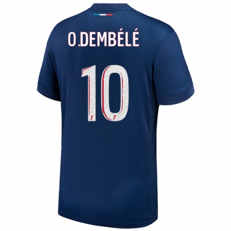 Kandiny Deti Ousmane Dembélé #10 Námornícka Modrá Biela Dresy Hazai Csapatmez 2024/25 Triĭká