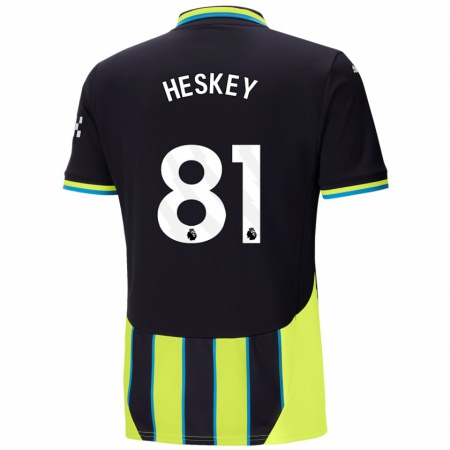 Kandiny Deti Jaden Heskey #81 Modrá Žltá Dresy Idegenbeli Csapatmez 2024/25 Triĭká