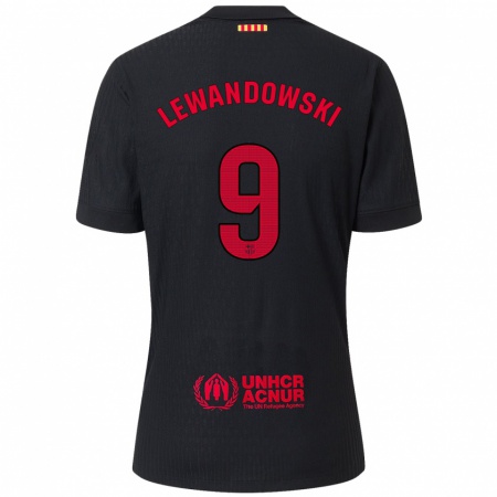 Kandiny Deti Robert Lewandowski #9 Čierna Červená Dresy Idegenbeli Csapatmez 2024/25 Triĭká