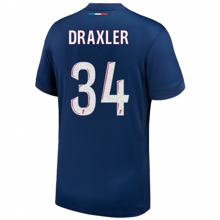 Kandiny Muži Julian Draxler #34 Námornícka Modrá Biela Dresy Hazai Csapatmez 2024/25 Triĭká