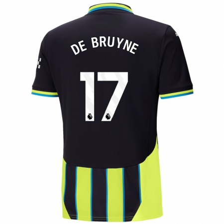 Kandiny Muži Kevin De Bruyne #17 Modrá Žltá Dresy Idegenbeli Csapatmez 2024/25 Triĭká