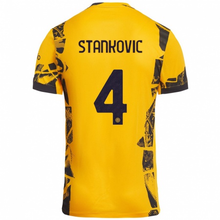 Kandiny Muži Aleksandar Stankovic #4 Zlato Čierna Dresy Tretia Csapatmez 2024/25 Triĭká