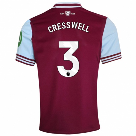 Kandiny Deti Aaron Cresswell #3 Tmavo Červená Dresy Hazai Csapatmez 2024/25 Triĭká