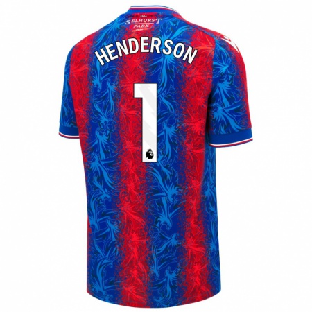 Kandiny Deti Dean Henderson #1 Červeno Modré Pruhy Dresy Hazai Csapatmez 2024/25 Triĭká