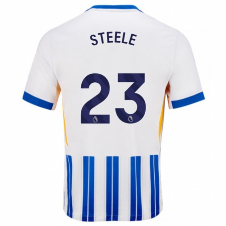 Kandiny Deti Jason Steele #23 Biele Modré Prúžky Dresy Hazai Csapatmez 2024/25 Triĭká