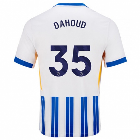 Kandiny Deti Mahmoud Dahoud #35 Biele Modré Prúžky Dresy Hazai Csapatmez 2024/25 Triĭká