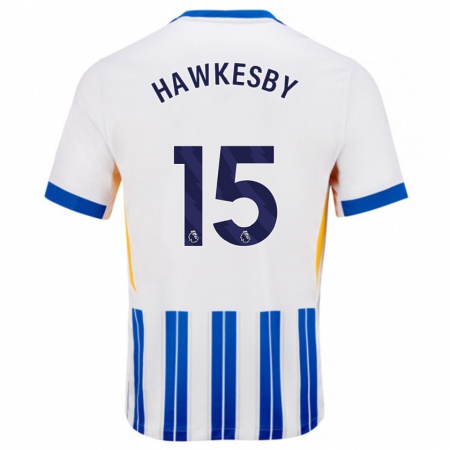 Kandiny Deti Mackenzie Hawkesby #15 Biele Modré Prúžky Dresy Hazai Csapatmez 2024/25 Triĭká