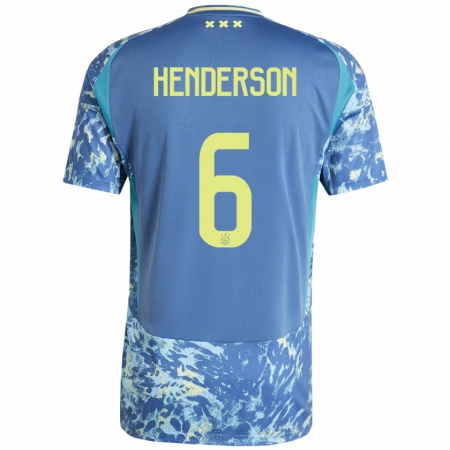 Kandiny Deti Jordan Henderson #6 Šedá Modrá Žltá Dresy Idegenbeli Csapatmez 2024/25 Triĭká