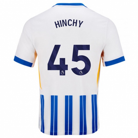 Kandiny Muži Jack Hinchy #45 Biele Modré Prúžky Dresy Hazai Csapatmez 2024/25 Triĭká