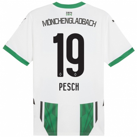 Kandiny Ženy Noah Pesch #19 Biela Zelená Dresy Hazai Csapatmez 2024/25 Triĭká