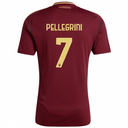 Kandiny Deti Lorenzo Pellegrini #7 Červené Hnedé Zlato Dresy Hazai Csapatmez 2024/25 Triĭká