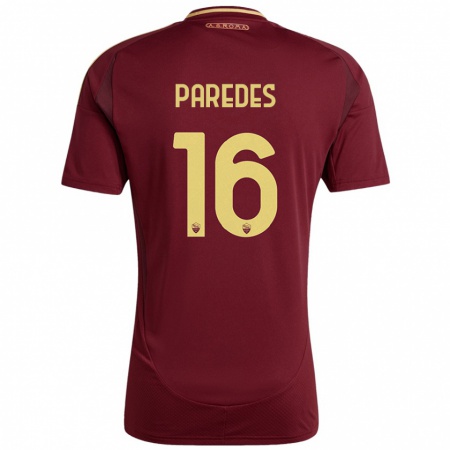 Kandiny Deti Leandro Paredes #16 Červené Hnedé Zlato Dresy Hazai Csapatmez 2024/25 Triĭká