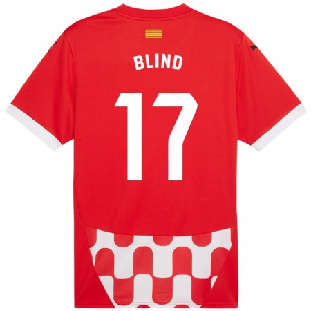 Kandiny Deti Daley Blind #17 Červená Biela Dresy Hazai Csapatmez 2024/25 Triĭká